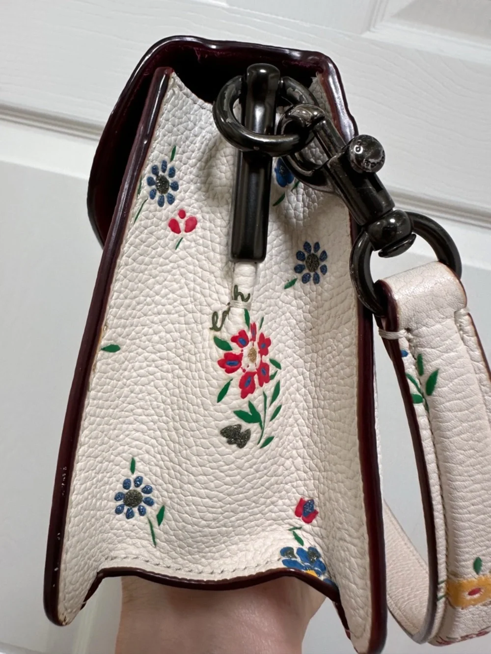 Coach Tabby 26 Wildflower Print Chalk Pebbled Leather Shoulder Bag - Picture 11 of 17